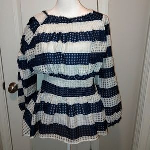 Blue and White Blouse